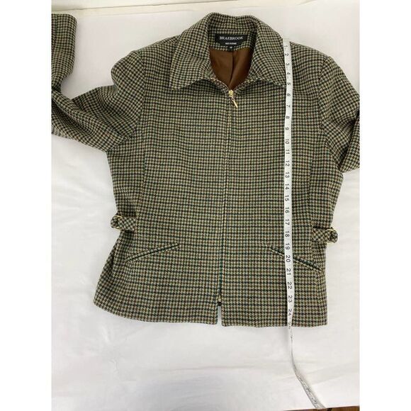 Vintage Braebrook 100% Wool Houndstooth Jacket Brown Tan - Women's Size 10 - Picture 8 of 9
